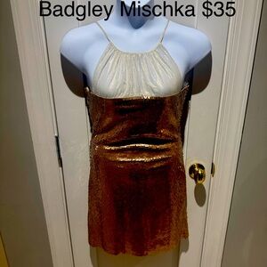 Badgley Mischka Gold Sequin Dress